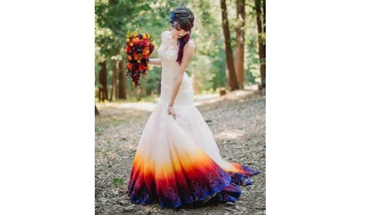 Vestido de noiva degradê colorido