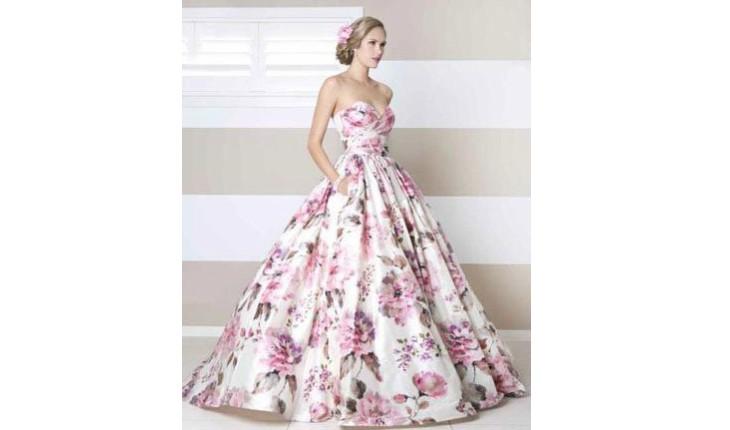 Vestido de noiva estampado floral