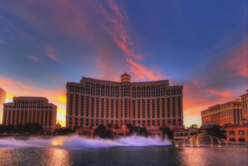 Fachada do Hotel e Cassino Bellagio, na cidade de Las Vegas