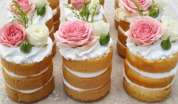 festa de casamento mini bolo com rosas
