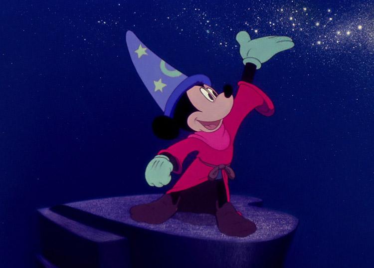 Mickey Mouse, mágico, chapéu de bruxo, magia, roupa vermelha