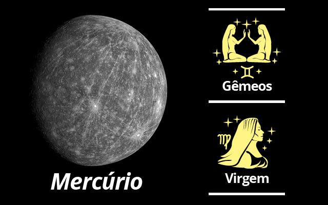 foto de Mercúrio + simbolo de Gêmeos e Virgem