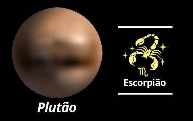 Foto de Plutão + simbolo de Escorpião