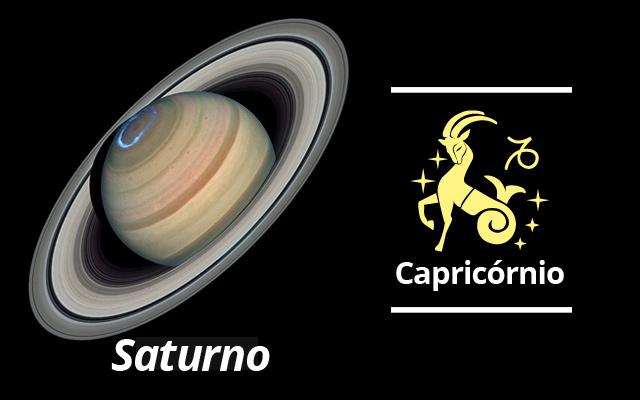Foto de Saturno + simbolo de Capricórnio