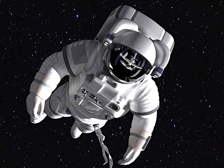 Homem, astronauta, no espaço