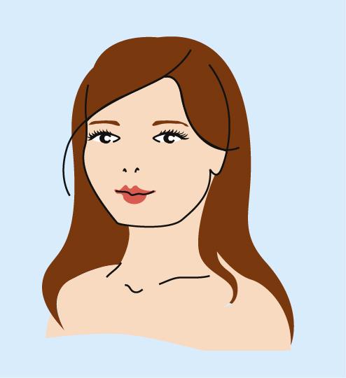 Desenho de uma mulher com o rosto quadrado