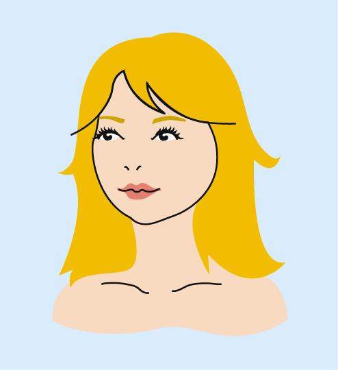 Desenho de uma mulher com o rosto redondo