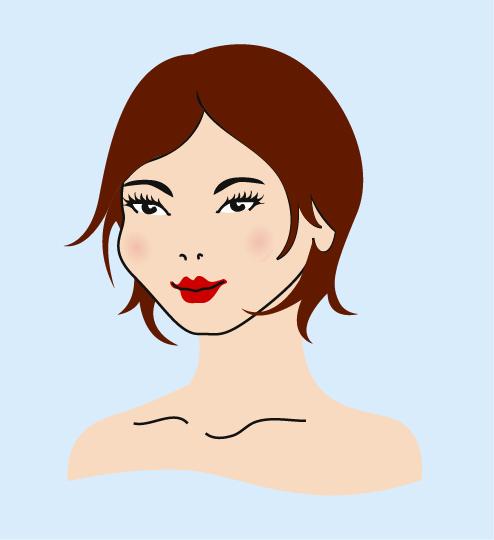 Desenho de uma mulher com o rosto triangular