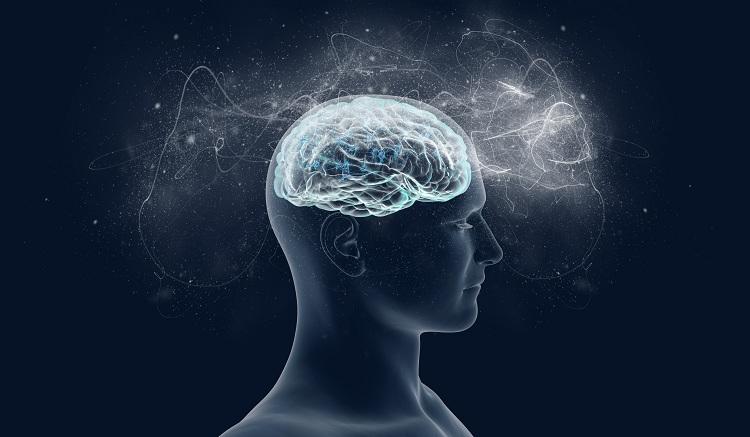 ilustração de silhueta de um homem com seu cérebro destacado