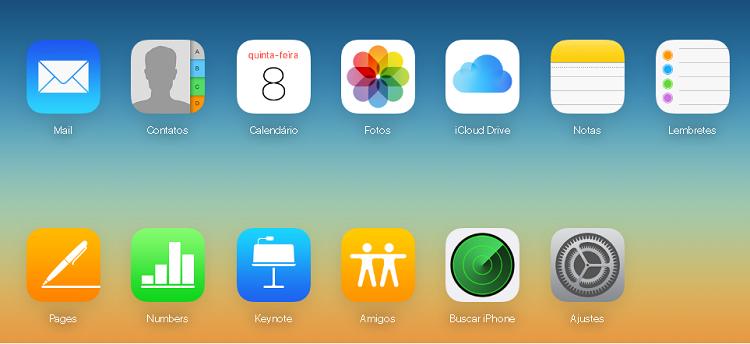 print tela icloud sistema iOS 