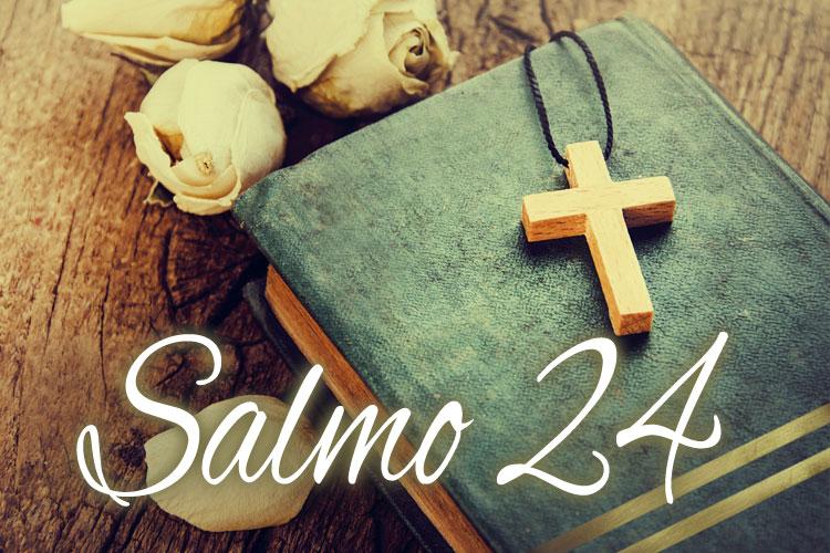 Salmo 24, biblia, cruz e rosas