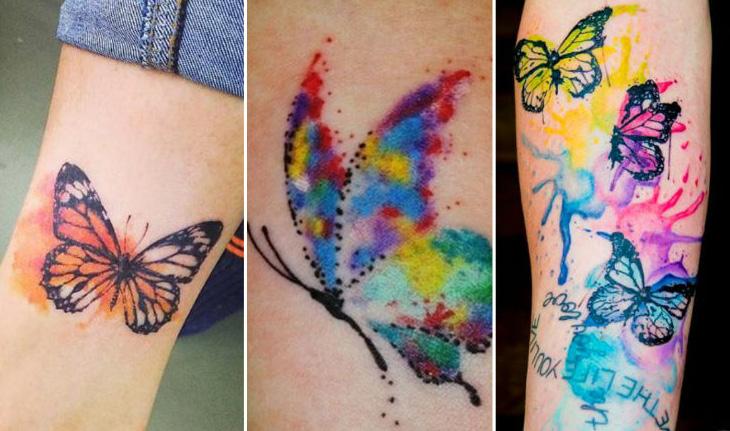 Seleção de fotos de tatuagem borboleta aquarela