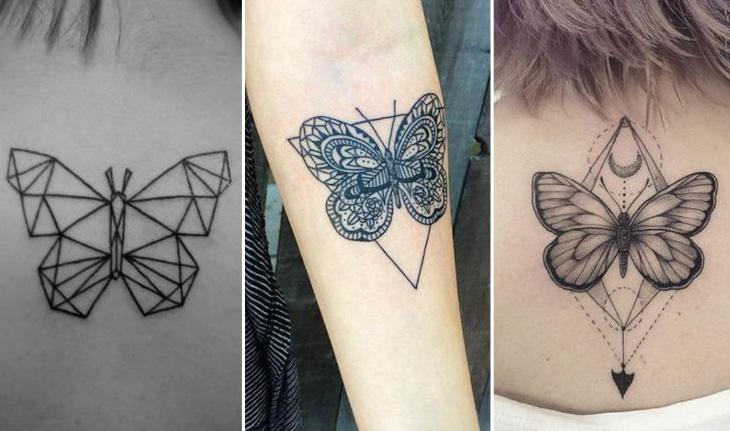 Seleção de tatuagem borboleta estilizada