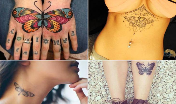 Seleção de fotos de tatuagem borboleta lugares diferentes