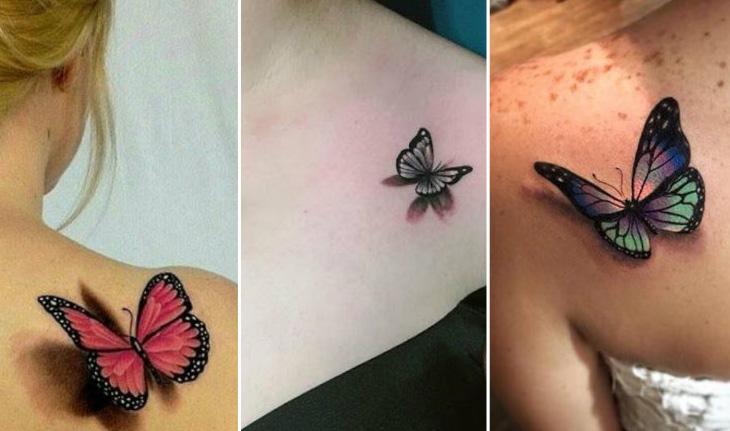 Seleção de fotos de tatuagem borboleta realista