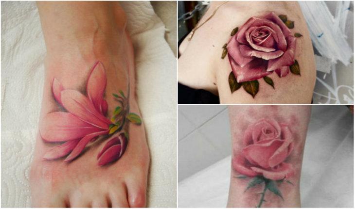 Tatuagem 3D de flores