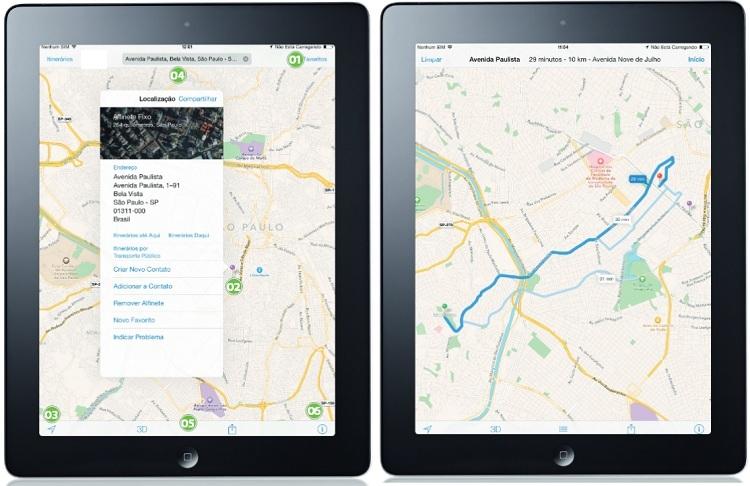 detalhes tela tablet ipad aplicativo mapas