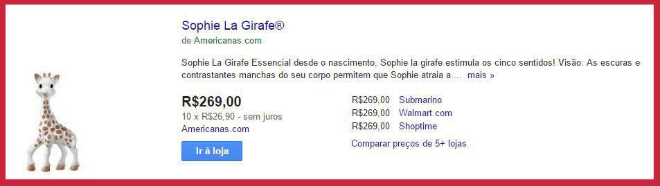 Girafa Sophie preços Brasil