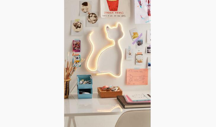 letreiro luminoso gato home office pinterest