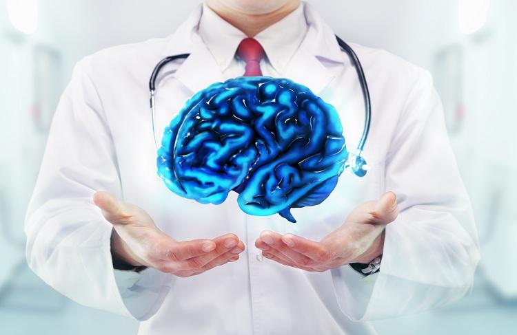 médico, cérebro, azul, funcionamento