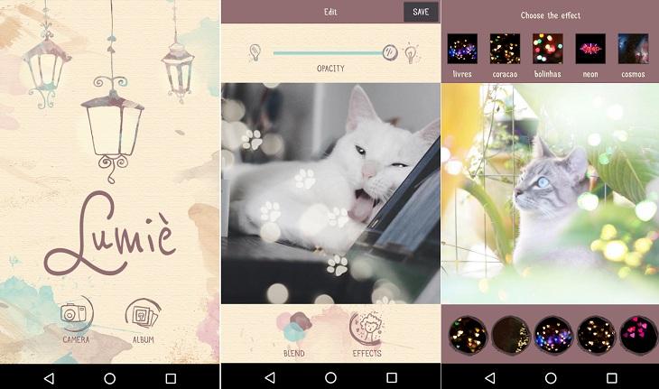 print de tela smartphone sistema android aplicativo para editar fotos lumie