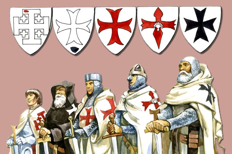 Ilustração de cavaleiros da Ordem dos Templários