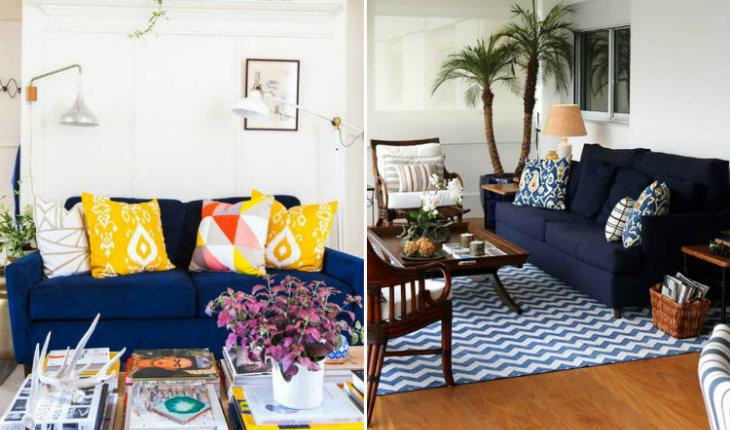 azul-marinho na decoração sofá pinterest