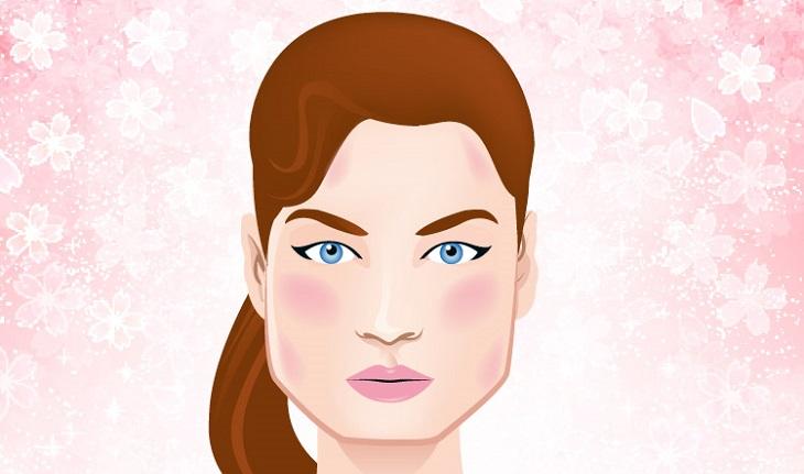 ilustração de mulher com rosto em formato quadrado