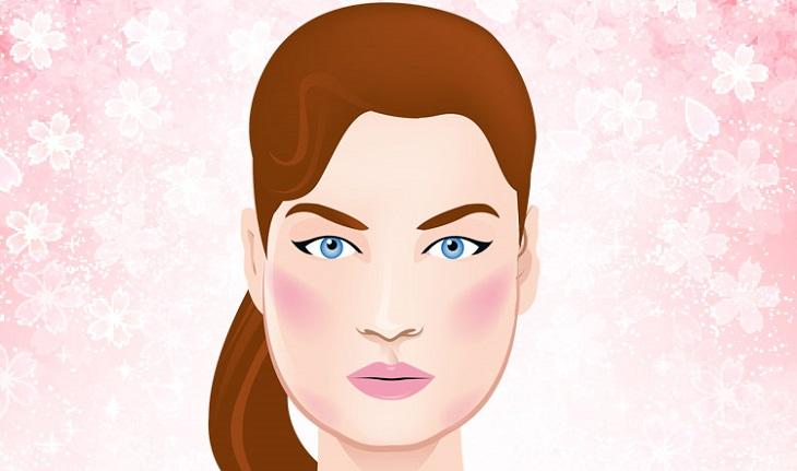 ilustração de mulher com rosto em formato redondo