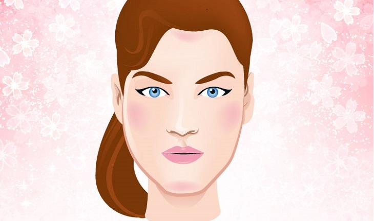 ilustração de mulher com rosto em formato triangular inverso