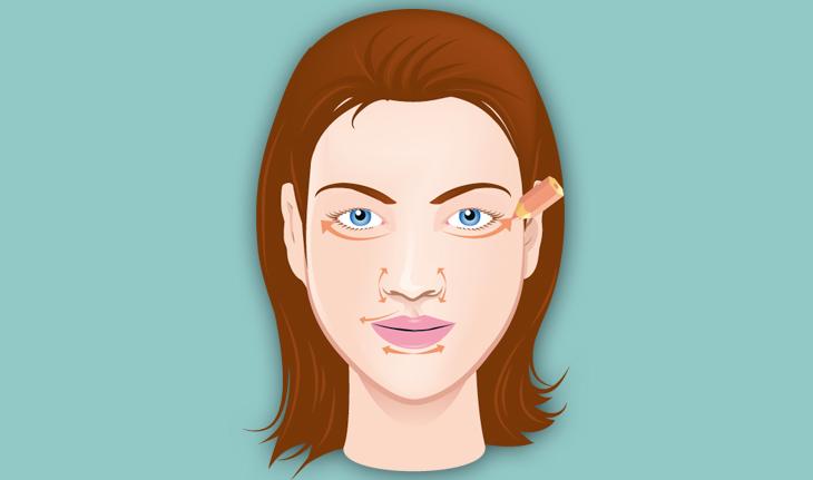ilustração de rosto de mulher com maquiagem feita com lápis