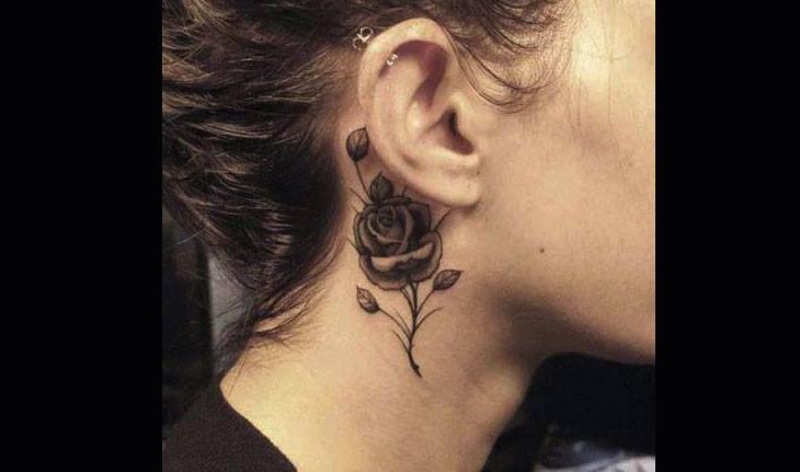 tatuagens delicadas na orelha - parte de trás