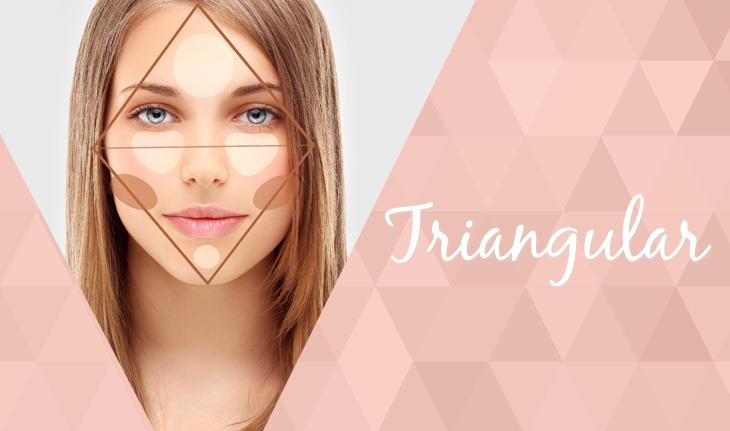 Representação de rosto feminino de formato triangular