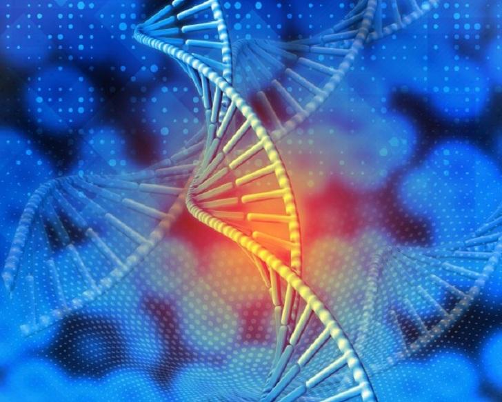 estrutura do DNA em fundo azul