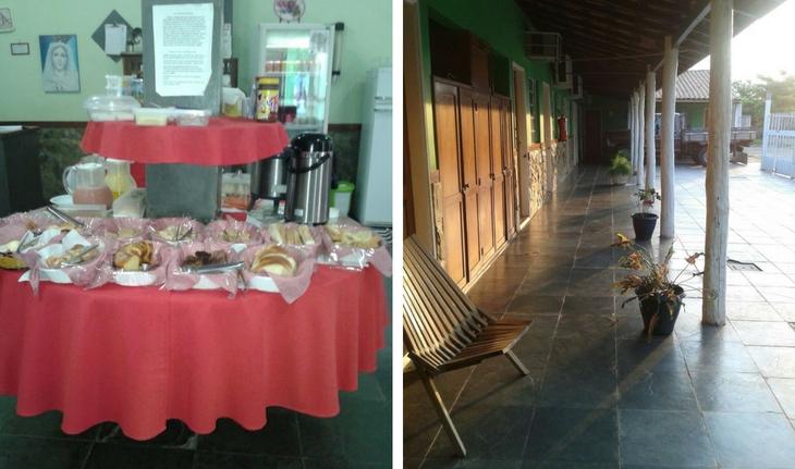 Fotos do café da manhã e da varanda do Hotel Brasil