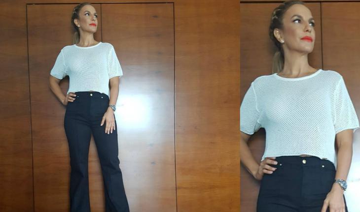 Looks de Ivete Sangalo calça pantalona com blusa básica
