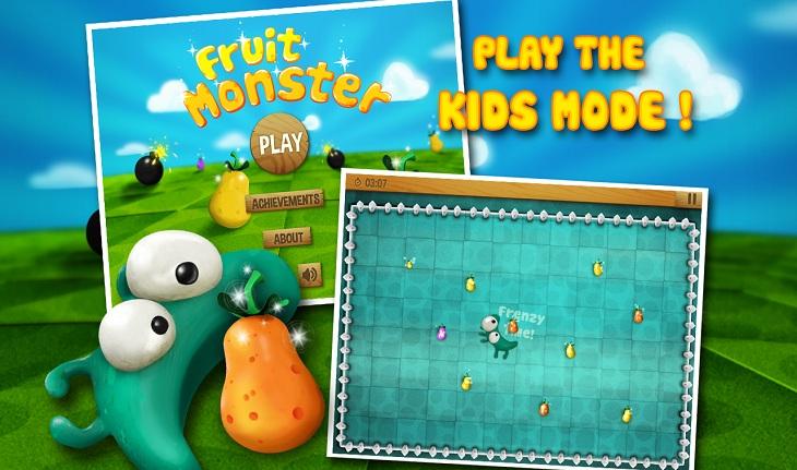 print de tela tablet aplicativo fruit monster aplicativos de jogos e vídeos para entreter as crianças