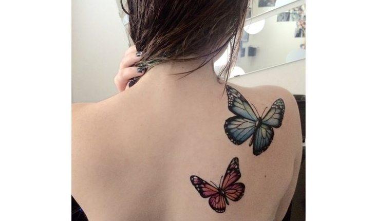 tatuagens femininas nas costas coloridas