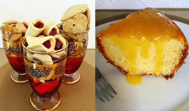 Biscoitinhos, beliscão e bolo de laranja preparados por Thays Gomes