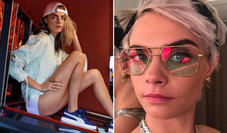 antes e depois dos cabelos das famosas em 2017 Cara Delevingne Instagram