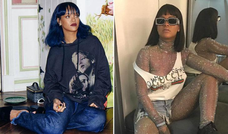 antes e depois dos cabelos das famosas em 2017 Rihanna Instagram