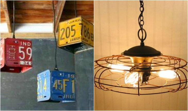 Luminárias criativas: placas e ventilador