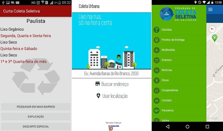 print de tela smartphone android aplicativos coleta seletiva tecnologia e sustentabilidade