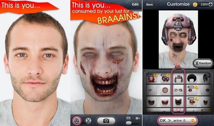 print de tela smartphone android aplicativos divertidos para selfie zombie booth