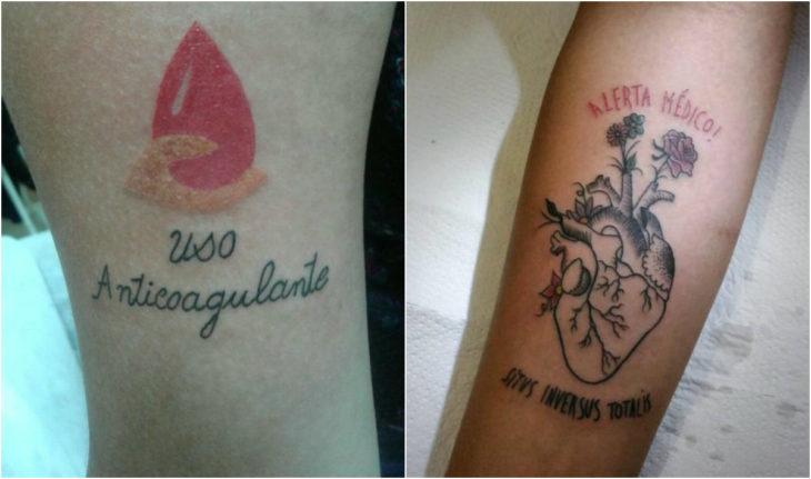 Tatuagem do bem com alertas médicos