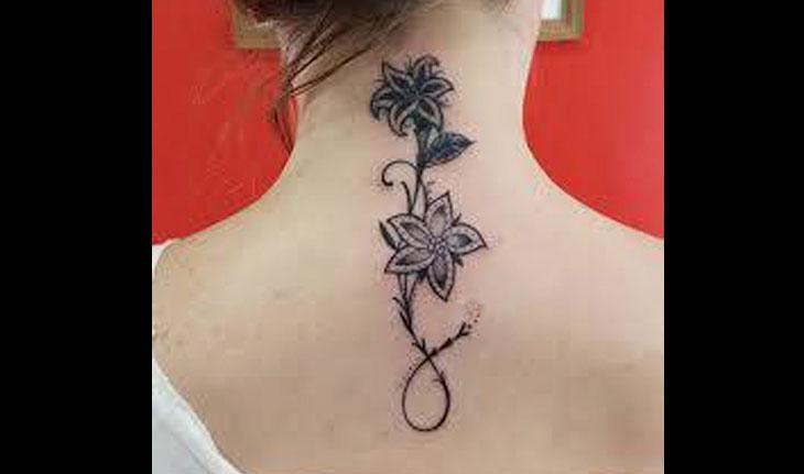 tatuagem de flor na nuca