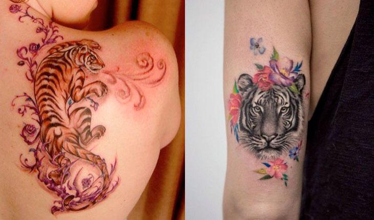 Tatuagem oriental de tigres