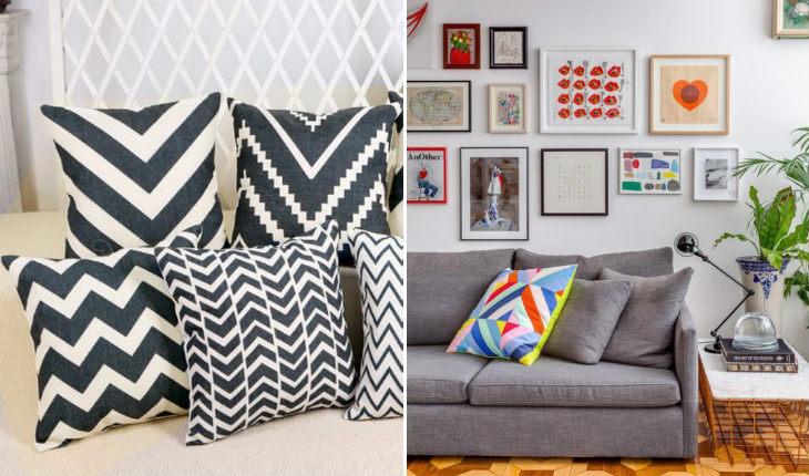 almofadas criativas geométricas coloridas e preto e branco pinterest