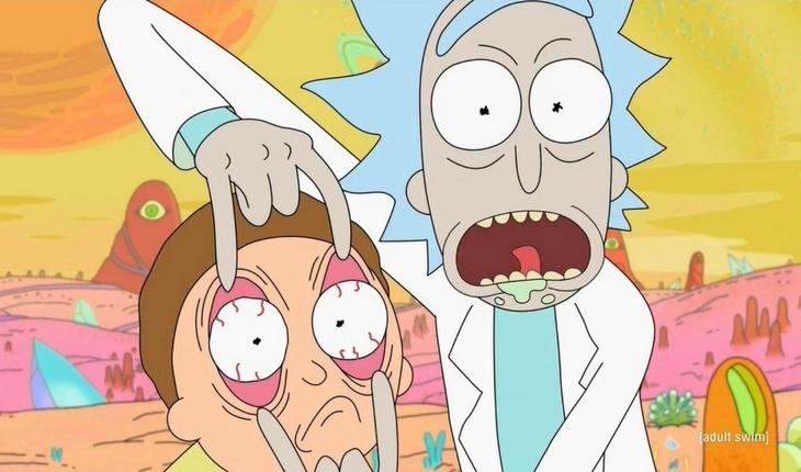 Rick arregalando os olhos de Morty