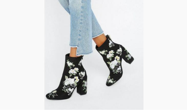 sapato com bordado floral bota de cano curto pinterest